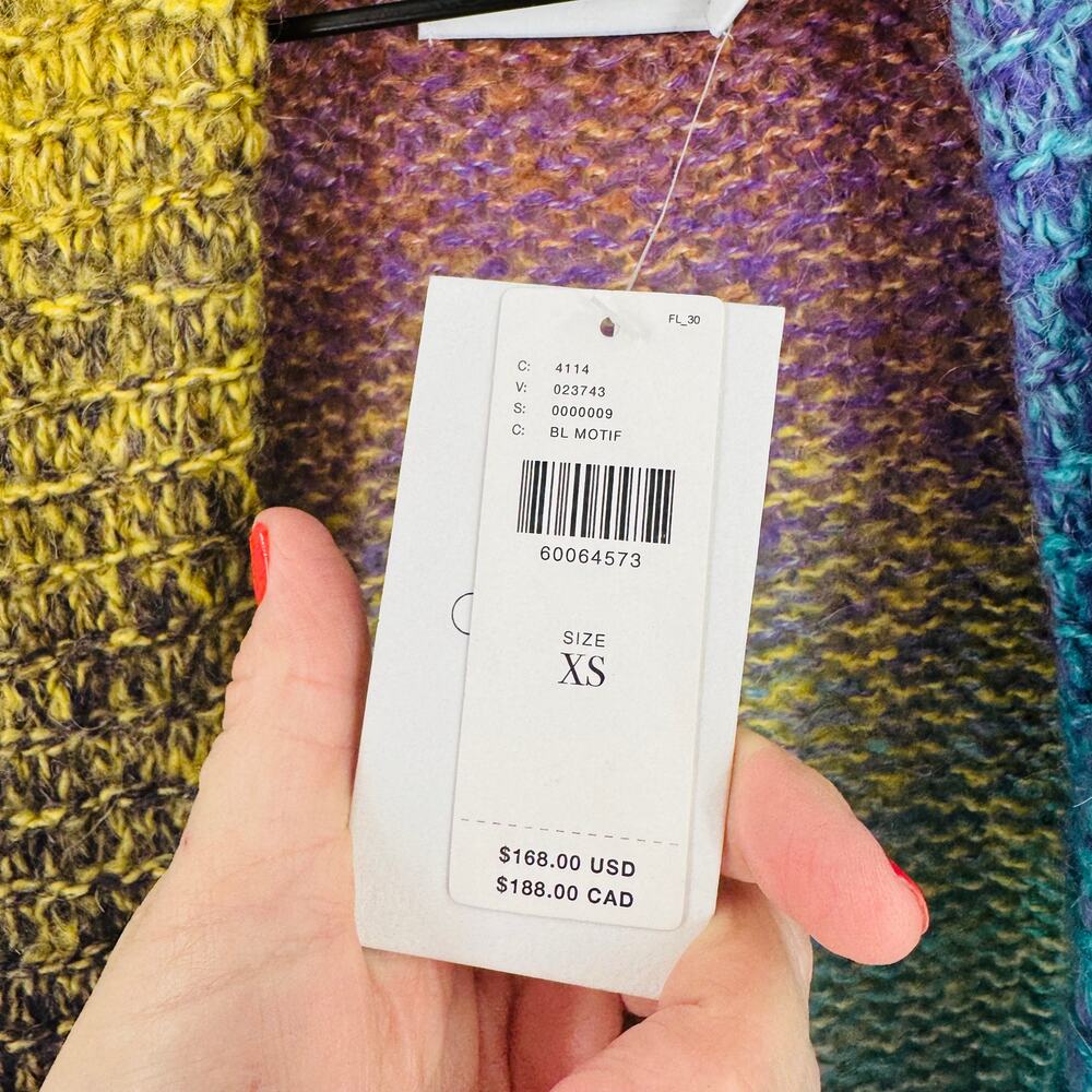 Anthropologie Multicolor Gradient Knit Cardigan - Teal, Yellow, Purple - Picture 5 of 10